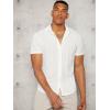 imageFloerns Mens Summer Crochet Knit Shirts Short Sleeve Button Down Shirt Hawaiian Shirt Vacation Beach ShirtsCream White