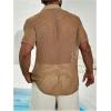 imageFloerns Mens Summer Crochet Knit Shirts Short Sleeve Button Down Shirt Hawaiian Shirt Vacation Beach ShirtsKhaki