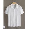 imageFloerns Mens Summer Crochet Knit Shirts Short Sleeve Button Down Shirt Hawaiian Shirt Vacation Beach ShirtsPearl White