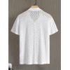 imageFloerns Mens Summer Crochet Knit Shirts Short Sleeve Button Down Shirt Hawaiian Shirt Vacation Beach ShirtsPearl White