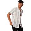 imageFloerns Mens Summer Crochet Knit Shirts Short Sleeve Button Down Shirt Hawaiian Shirt Vacation Beach ShirtsWhite