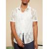 imageFloerns Mens Summer Crochet Knit Shirts Short Sleeve Button Down Shirt Hawaiian Shirt Vacation Beach ShirtsWhite Plants