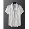 imageFloerns Mens Summer Crochet Knit Shirts Short Sleeve Button Down Shirt Hawaiian Shirt Vacation Beach ShirtsWhite Plants