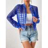imageFloerns Womens Hollow Out Long Sleeve Baseball Collar Zip Up Bomber JacketBlue