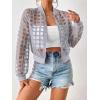 imageFloerns Womens Hollow Out Long Sleeve Baseball Collar Zip Up Bomber JacketLight Grey