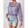 imageFloerns Womens Hollow Out Long Sleeve Baseball Collar Zip Up Bomber JacketPurple
