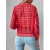 imageFloerns Womens Hollow Out Long Sleeve Baseball Collar Zip Up Bomber JacketRed Plaid