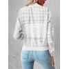 imageFloerns Womens Hollow Out Long Sleeve Baseball Collar Zip Up Bomber JacketWhite Plaid