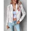 imageFloerns Womens Hollow Out Long Sleeve Baseball Collar Zip Up Bomber JacketWhite Plaid