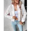 imageFloerns Womens Hollow Out Long Sleeve Baseball Collar Zip Up Bomber JacketWhite Plaid