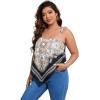 imageFloerns Womens Plus Size Boho Printed Tie Shoulder Sleeveless Hanky Hem Cami TopWhite Paisley