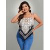 imageFloerns Womens Plus Size Boho Printed Tie Shoulder Sleeveless Hanky Hem Cami TopWhite Paisley