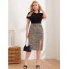 imageFloerns Womens Plus Size Leopard Drawstring Ruched Split Thigh Midi Skirt0brown Multi