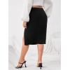 imageFloerns Womens Plus Size Leopard Drawstring Ruched Split Thigh Midi SkirtDeep Black