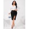 imageFloerns Womens Plus Size Leopard Drawstring Ruched Split Thigh Midi SkirtDeep Black