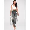 imageFloerns Womens Ripped High Waist Skinny Jeans Distressed Stretchy Curvy Denim PantsDeep Grey