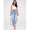 imageFloerns Womens Ripped High Waist Skinny Jeans Distressed Stretchy Curvy Denim PantsLight Blue Solid