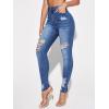 imageFloerns Womens Ripped High Waist Skinny Jeans Distressed Stretchy Curvy Denim PantsMedium Wash Blue