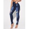 imageFloerns Womens Ripped High Waist Skinny Jeans Distressed Stretchy Curvy Denim PantsMidnight Blue
