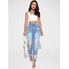 imageFloerns Womens Ripped High Waist Skinny Jeans Distressed Stretchy Curvy Denim PantsPastel Blue
