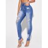imageFloerns Womens Ripped High Waist Skinny Jeans Distressed Stretchy Curvy Denim PantsSkinny Blue