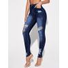 imageFloerns Womens Ripped High Waist Skinny Jeans Distressed Stretchy Curvy Denim PantsSkinny Deep Blue