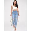 imageFloerns Womens Ripped High Waist Skinny Jeans Distressed Stretchy Curvy Denim PantsSkinny Light Blue