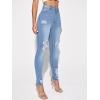 imageFloerns Womens Ripped High Waist Skinny Jeans Distressed Stretchy Curvy Denim PantsSkinny Light Blue