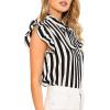 imageFloerns Womens Sleeveless Bow Tie Striped Summer Chiffon Blouse TopA Black White
