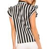 imageFloerns Womens Sleeveless Bow Tie Striped Summer Chiffon Blouse TopA Black White