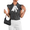 imageFloerns Womens Sleeveless Bow Tie Striped Summer Chiffon Blouse TopBlack Striped