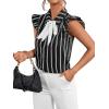 imageFloerns Womens Sleeveless Bow Tie Striped Summer Chiffon Blouse TopBlack Striped