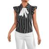 imageFloerns Womens Sleeveless Bow Tie Striped Summer Chiffon Blouse TopBlack Striped