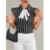 imageFloerns Womens Sleeveless Bow Tie Striped Summer Chiffon Blouse TopBlack Striped
