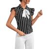 imageFloerns Womens Sleeveless Bow Tie Striped Summer Chiffon Blouse TopBlack Striped