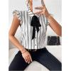 imageFloerns Womens Sleeveless Bow Tie Striped Summer Chiffon Blouse TopBlack and White