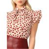 imageFloerns Womens Sleeveless Bow Tie Striped Summer Chiffon Blouse TopRed Multi