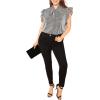 imageFloerns Womens Sleeveless Bow Tie Striped Summer Chiffon Blouse TopSilver