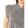imageFloerns Womens Sleeveless Bow Tie Striped Summer Chiffon Blouse TopSilver