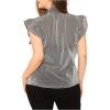 imageFloerns Womens Sleeveless Bow Tie Striped Summer Chiffon Blouse TopSilver