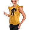 imageFloerns Womens Sleeveless Bow Tie Striped Summer Chiffon Blouse TopYellow