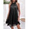 imageFloerns Womens Summer Floral Print Sleeveless Halter Neck Beach Party DressBlack Sequin