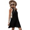 imageFloerns Womens Summer Floral Print Sleeveless Halter Neck Beach Party DressBlack Solid