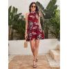 imageFloerns Womens Summer Floral Print Sleeveless Halter Neck Beach Party DressBurgundy Floral
