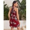 imageFloerns Womens Summer Floral Print Sleeveless Halter Neck Beach Party DressBurgundy Floral
