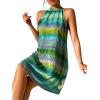 imageFloerns Womens Summer Floral Print Sleeveless Halter Neck Beach Party DressGreen Multi