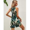 imageFloerns Womens Summer Floral Print Sleeveless Halter Neck Beach Party DressGreen Tropical