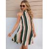 imageFloerns Womens Summer Floral Print Sleeveless Halter Neck Beach Party DressMulti Striped