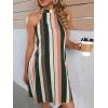 imageFloerns Womens Summer Floral Print Sleeveless Halter Neck Beach Party DressMulti Striped
