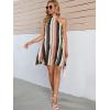 imageFloerns Womens Summer Floral Print Sleeveless Halter Neck Beach Party DressMulti Striped